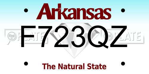 F723QZ Arkansas License Plate