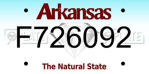 F726092 Arkansas License Plate