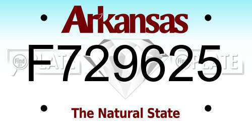 F729625 Arkansas License Plate