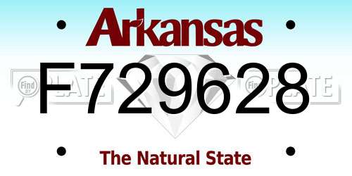 F729628 Arkansas License Plate
