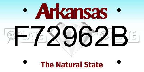 F72962B Arkansas License Plate