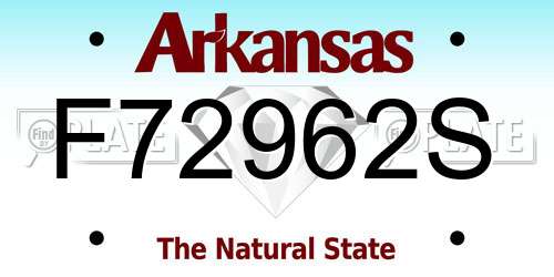 F72962S Arkansas License Plate