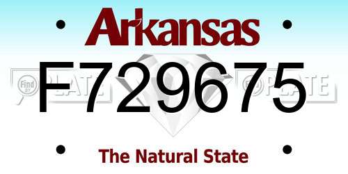 F729675 Arkansas License Plate