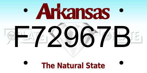 F72967B Arkansas License Plate