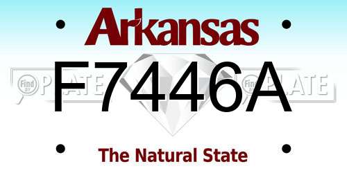 F7446A Arkansas License Plate