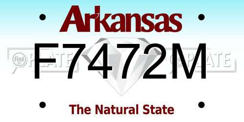 F7472M Arkansas License Plate