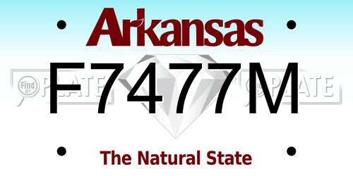 F7477M Arkansas License Plate