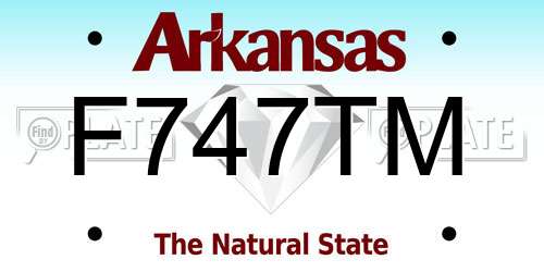 F747TM Arkansas License Plate