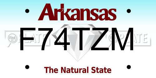 F74TZM Arkansas License Plate