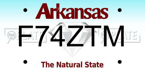 F74ZTM Arkansas License Plate
