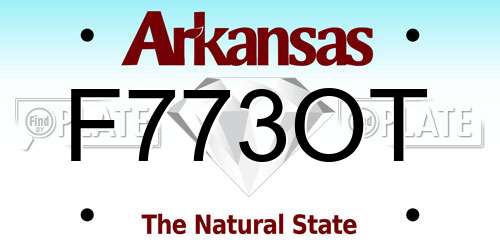 F773OT Arkansas License Plate