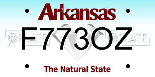 F773OZ Arkansas License Plate