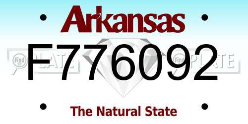 F776092 Arkansas License Plate