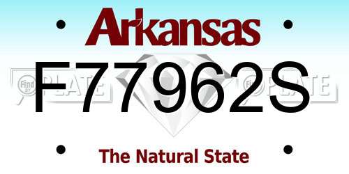 F77962S Arkansas License Plate