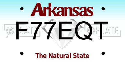 F77EQT Arkansas License Plate