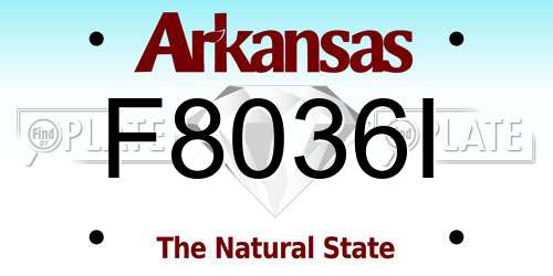 F8036I Arkansas License Plate