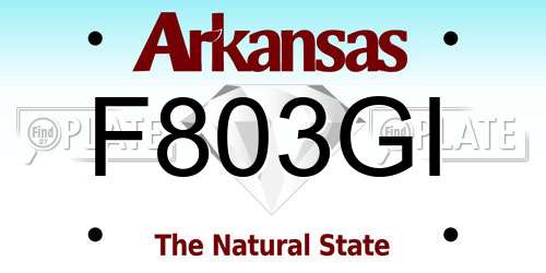 F803GI Arkansas License Plate