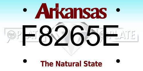 F8265E Arkansas License Plate