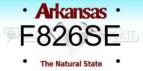 F826SE Arkansas License Plate