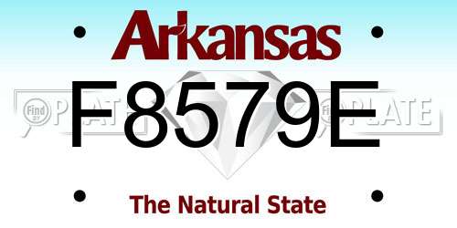 F8579E Arkansas License Plate