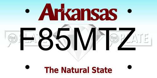 F85MTZ Arkansas License Plate