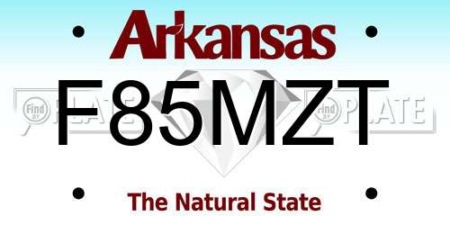 F85MZT Arkansas License Plate