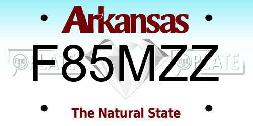 F85MZZ Arkansas License Plate