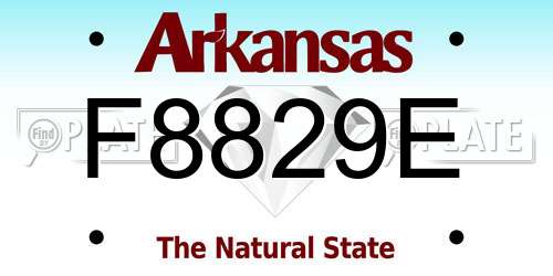 F8829E Arkansas License Plate