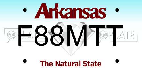 F88MTT Arkansas License Plate