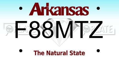 F88MTZ Arkansas License Plate