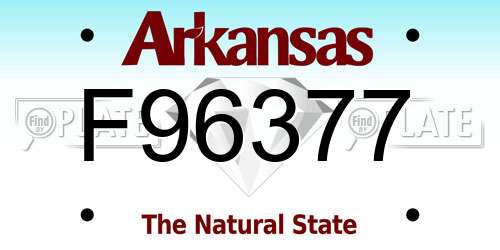 F96377 Arkansas License Plate