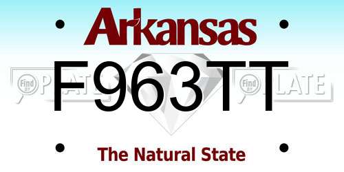 F963TT Arkansas License Plate