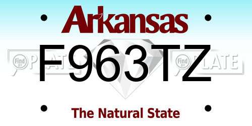F963TZ Arkansas License Plate