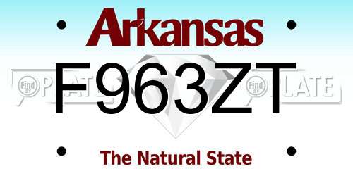 F963ZT Arkansas License Plate