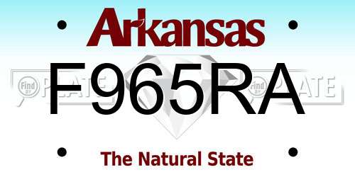 F965RA Arkansas License Plate