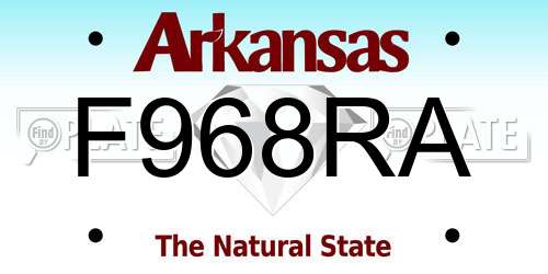 F968RA Arkansas License Plate