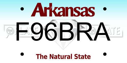 F96BRA Arkansas License Plate