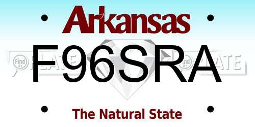 F96SRA Arkansas License Plate