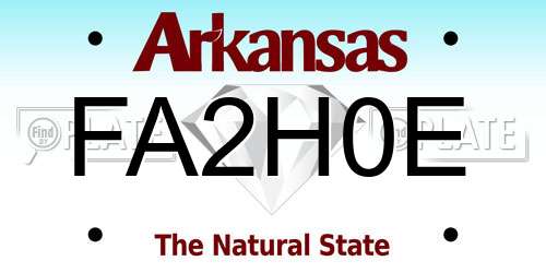 FA2H0E Arkansas License Plate