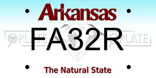 FA32R Arkansas License Plate