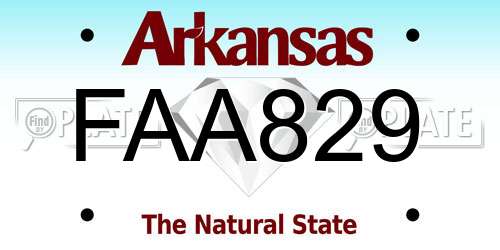 FAA829 Arkansas License Plate