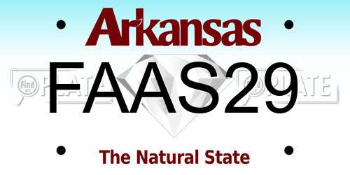 FAAS29 Arkansas License Plate