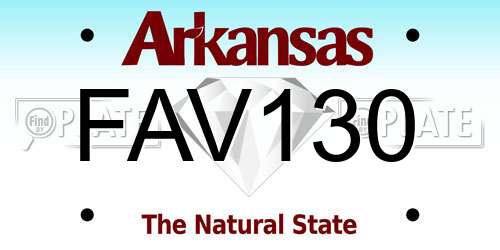 FAV130 Arkansas License Plate