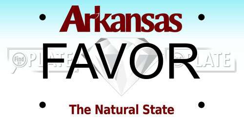 FAVOR Arkansas License Plate