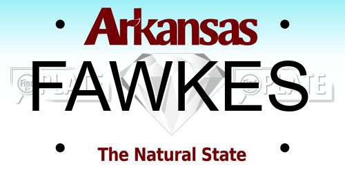 FAWKES Arkansas License Plate