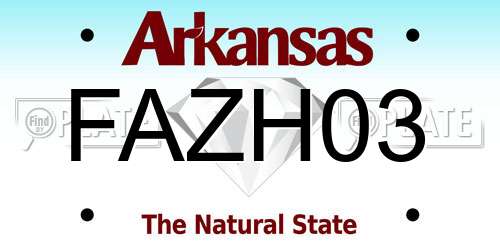 FAZH03 Arkansas License Plate