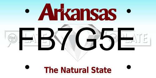 FB7G5E Arkansas License Plate