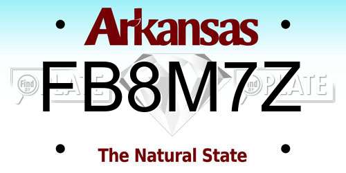 FB8M7Z Arkansas License Plate
