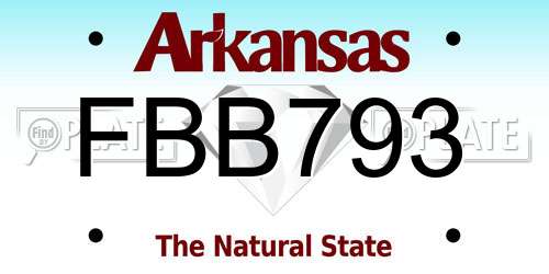 FBB793 Arkansas License Plate