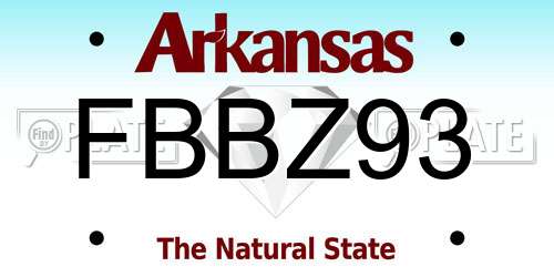 FBBZ93 Arkansas License Plate